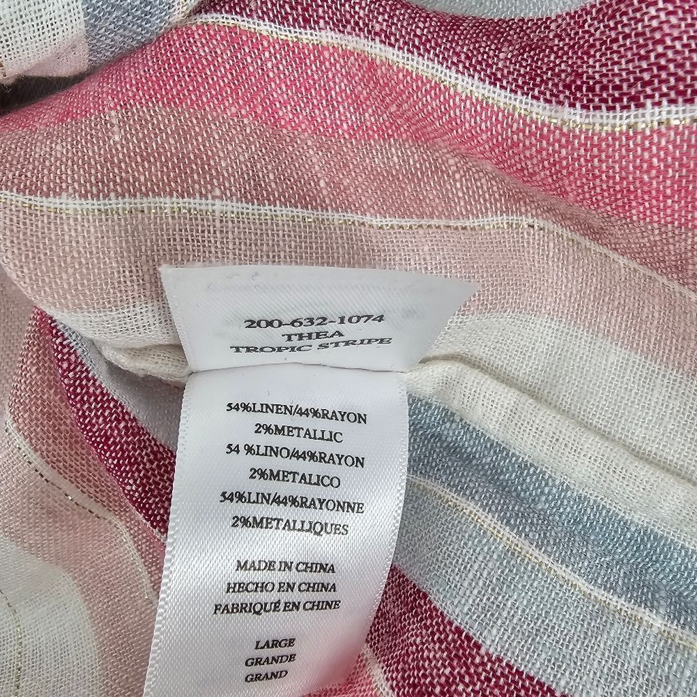 Rails The Striped Linen Tie Front Top Size L - image 4